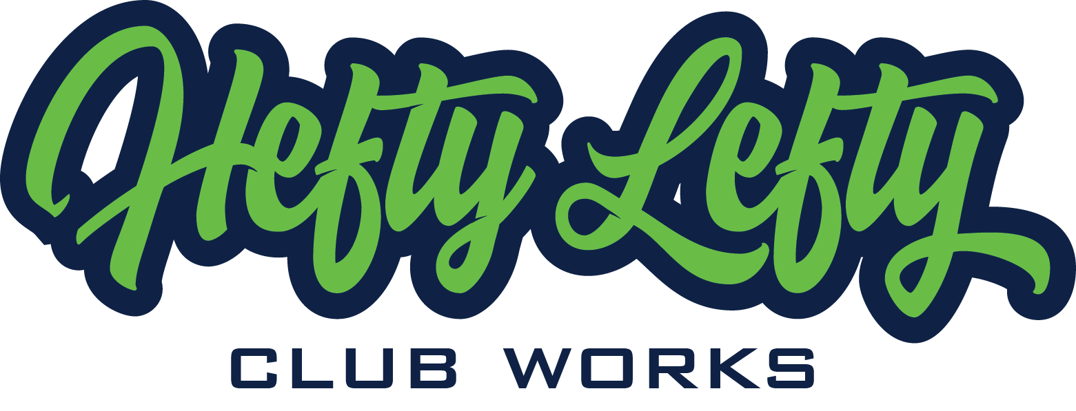 Logo of Hefty Lefty Club Works with green and blue text on a white background