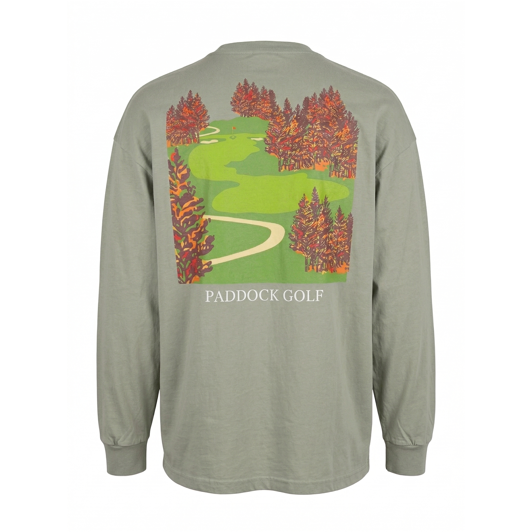 Paddock Golf Fall Golf Graphic Tee Olive Back