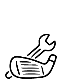 Icon of a wrench and a golf club on a white background