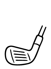 Black and white line drawing of a golf club
